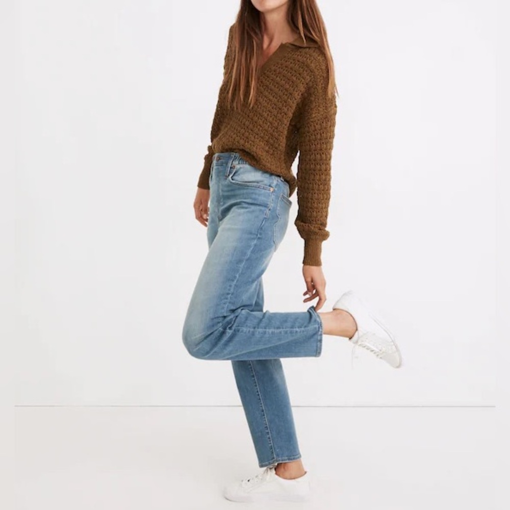 Madewell Pull-On Elasticized Waist Soft Boho Jeans in Medium Keefe Wash 26